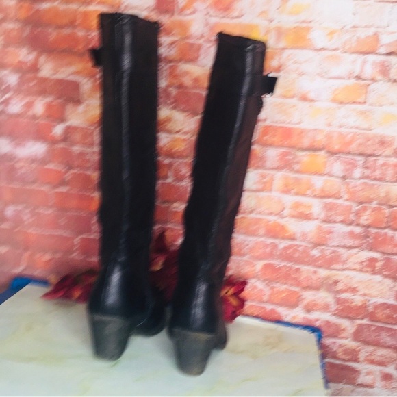 Vintage  Y2K Tall Black Chucky Heel
Almond Toe Riding Boots - Picture 8 of 11